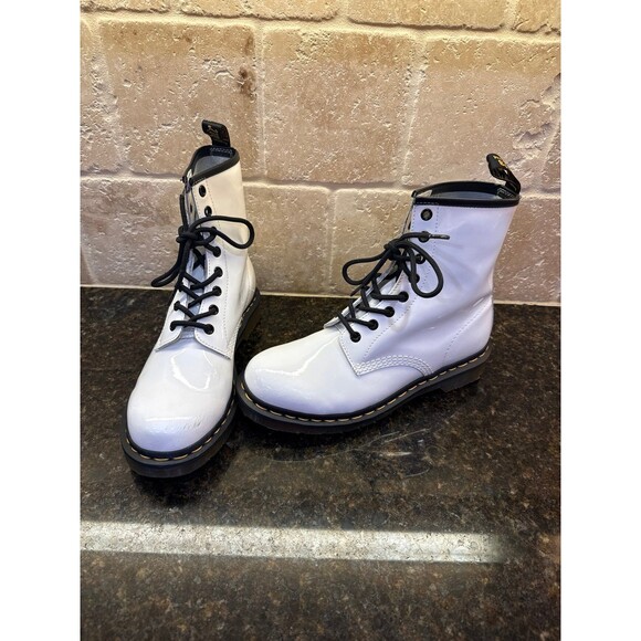 Dr Martens 1460 White Patent Lamper Lace-Up Boots Size 9 - Picture 4 of 10